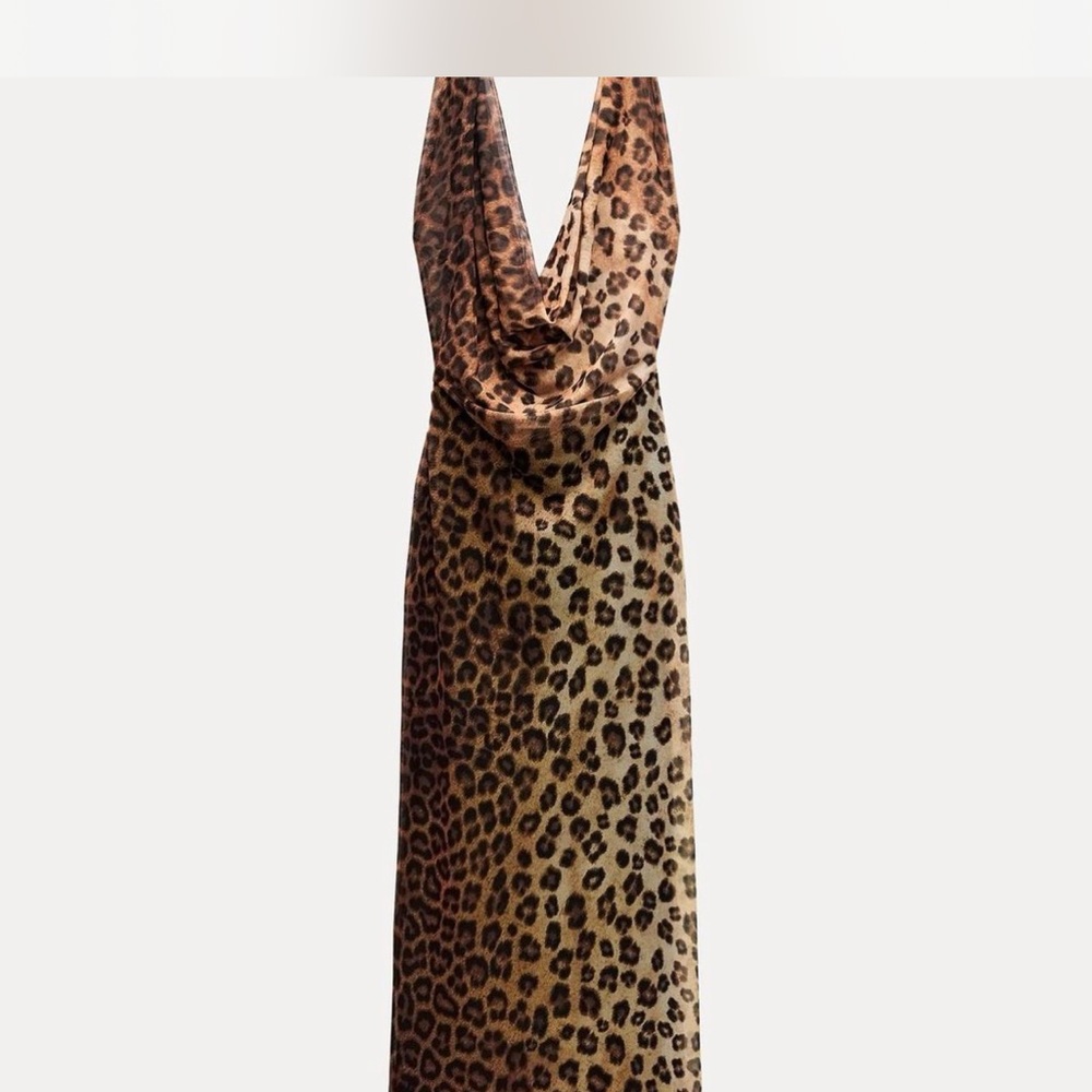 Zara Leopard Print Halter Dress